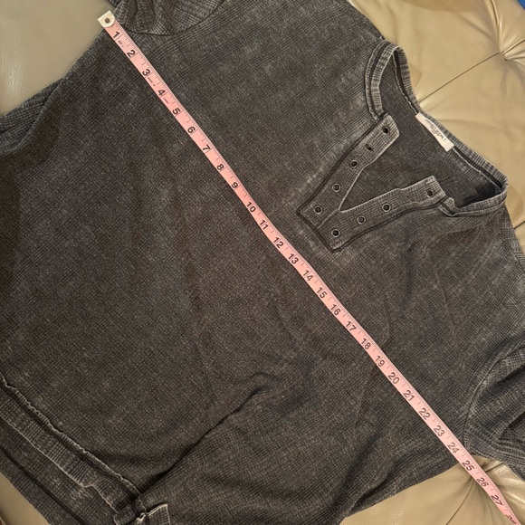 Project Social T Oversized Charcoal Waffle Knit Long Sleeve Top - Picture 6 of 8